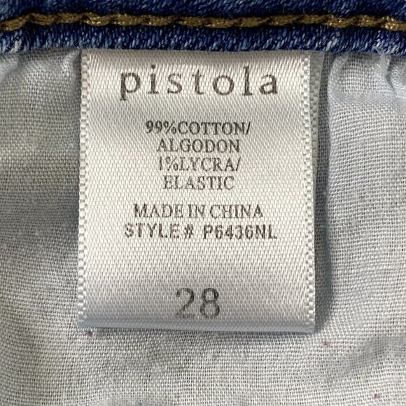 Pistola Women's size 28 Skinny Stretch Blue Jeans Ankle Zippers Destroyed - Picture 6 of 10